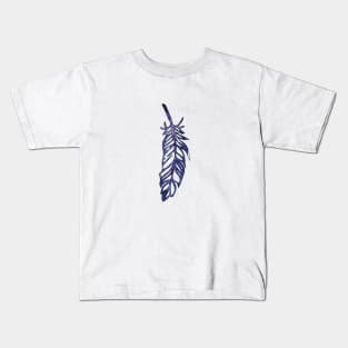 Galaxy Feather | Purple + Blue Feather | Watercolor Galaxy Feather Kids T-Shirt